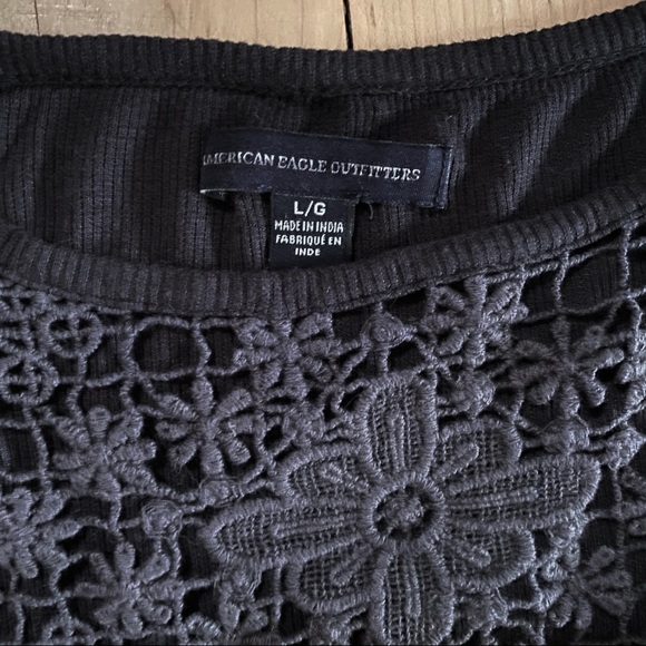 AE Long Sleeve Black Crop Top - L - Picture 4 of 5